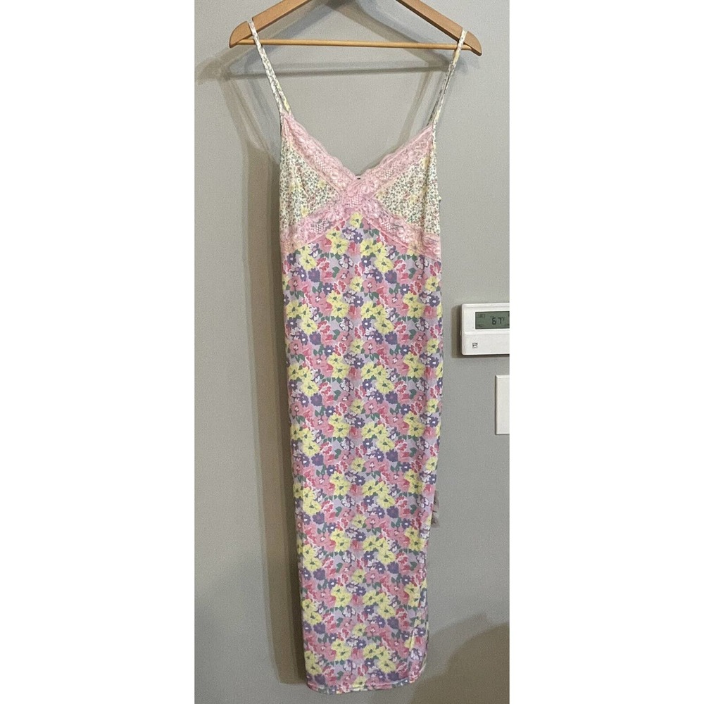 Asos Design Dress Strappy Lace Trim Midi Slip Dress Floral Size 8 Modern Boho